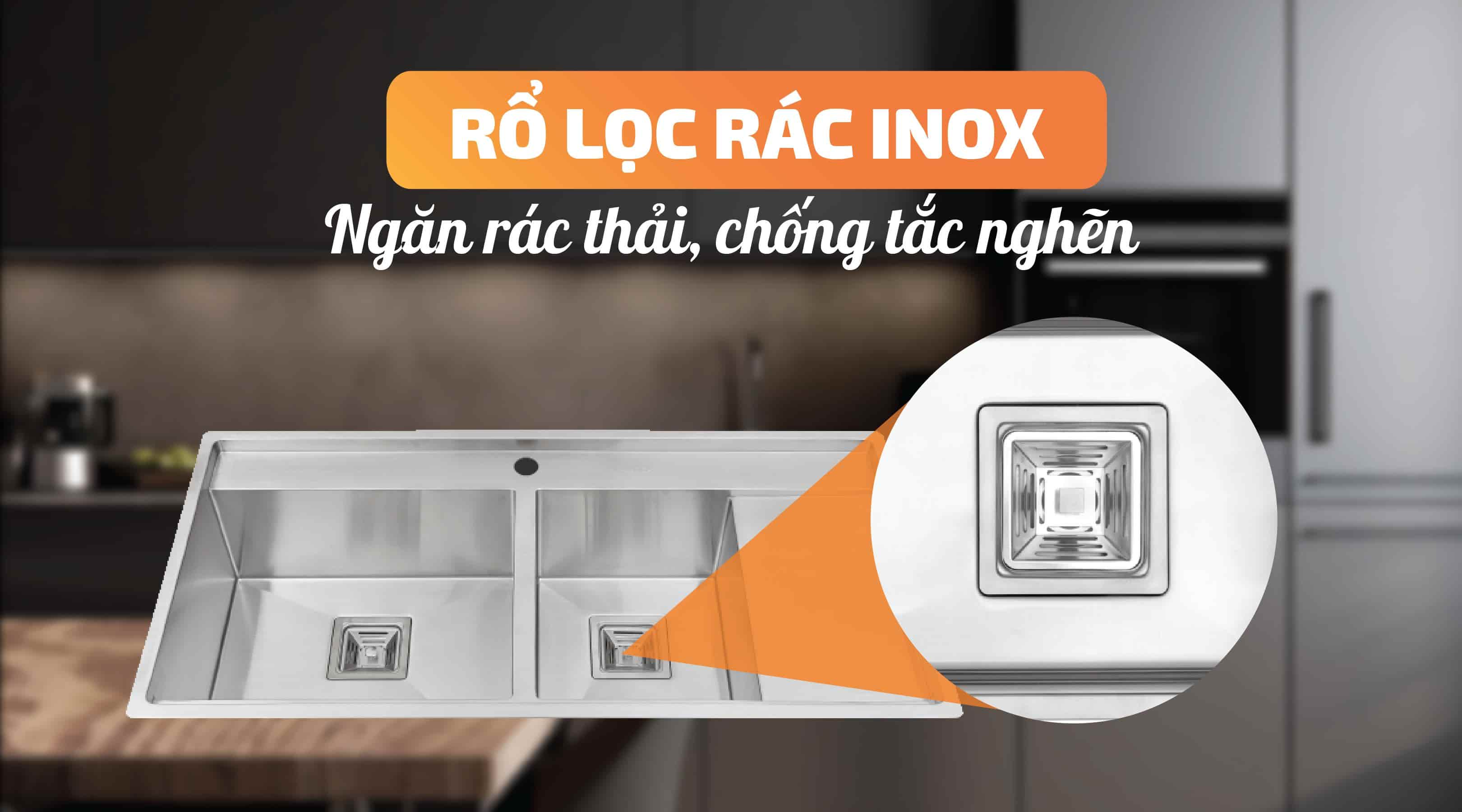 Chậu rửa chén Mallocs MS 6306T - Rổ lọc rác Inox
